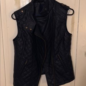 Navy faux leather vest